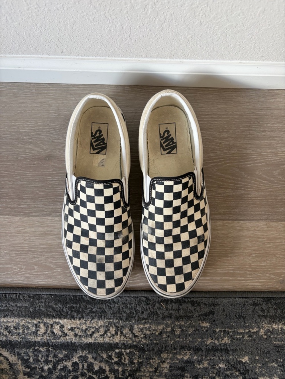 Vans White and Black Classic check board Slip-On Loafers